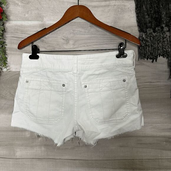 Pilcro Anthropologie White Double Button Stitch Cutoff Denim Shorts Size 27 - Picture 5 of 9